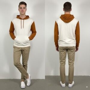 Pendleton Colorblock Sweatshirt Hoodie Men's Large Brown Pullover Pocket‎ Casual